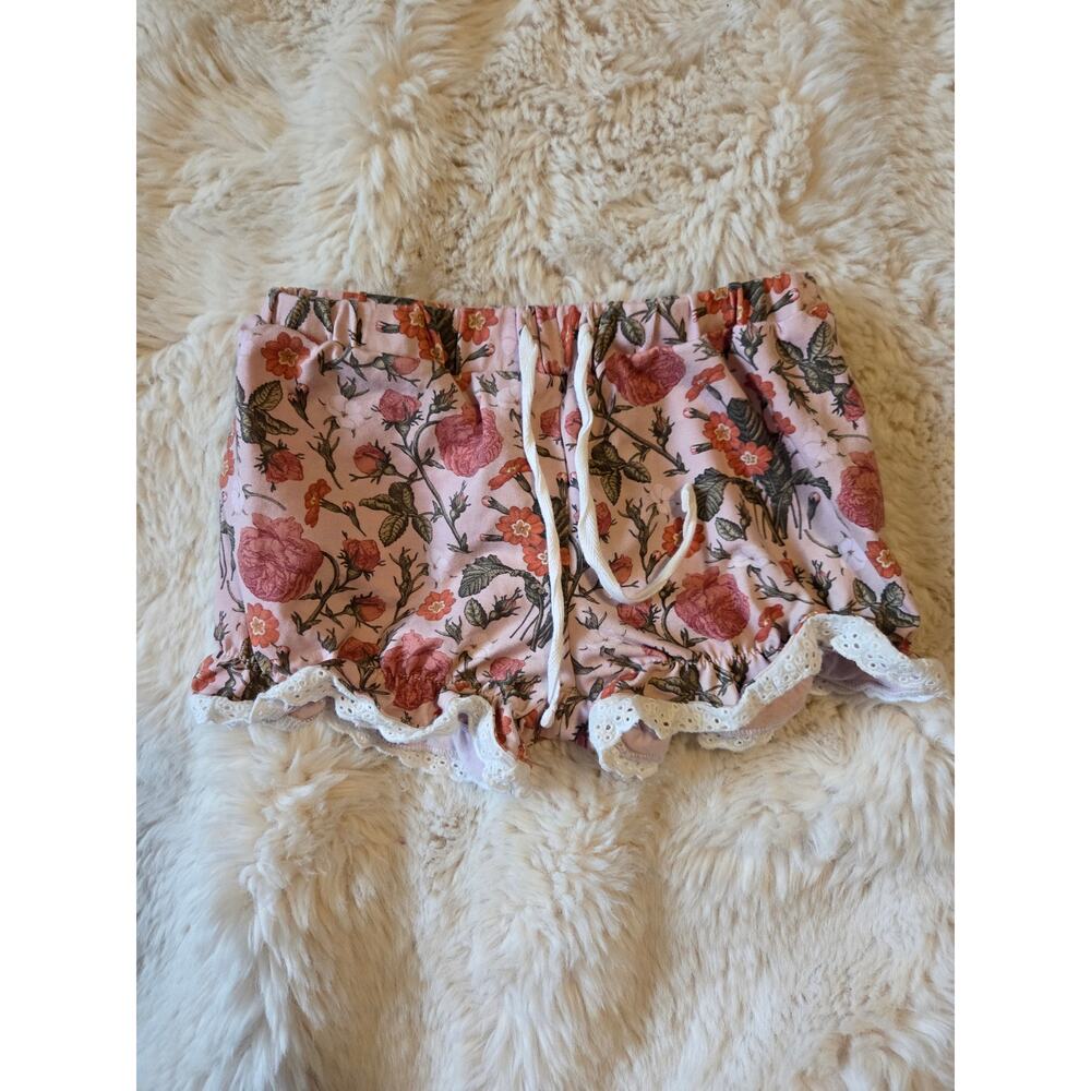 Love + Grow Floral print Pull on Drawstring lace trim girls shorts size 4t